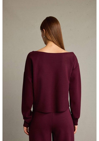 Defacto Kayık Yaka Modal Sweatshirt G2914ax25aubr115 Bordo