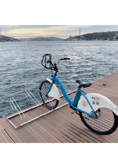 İleri Trafik Bisiklet Park Yeri Altılı Galvaniz EKO Park Demiri Gümüş