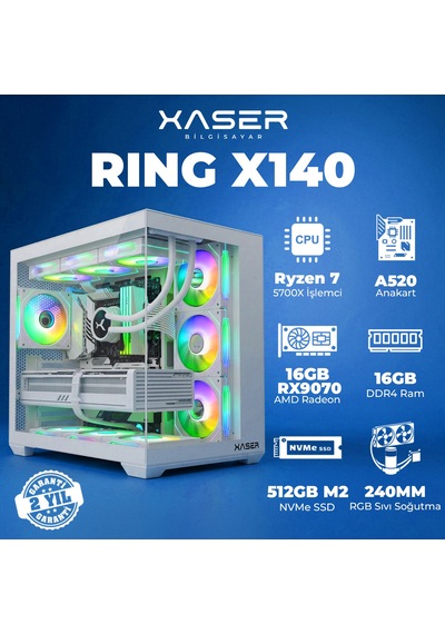 Xaser Ring X140 R-7 5700x 16 GB  512 GB M.2 Nvme  SSD 16 GB RX9070 Free Dos Masaüstü Oyuncu Bilgisayarı