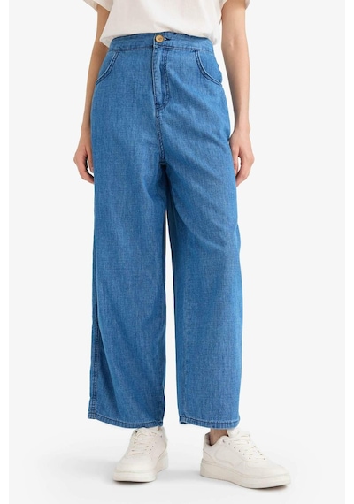 DeFacto Culotte Beli Lastikli Kısa Paça Bilek Boy Jean Pantolon E3041AX25SMNM34