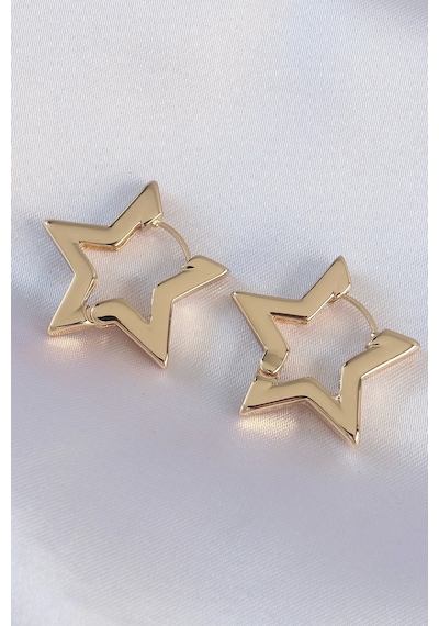 Pirinç Gold Renk Yıldız Küpe Çok Renkli