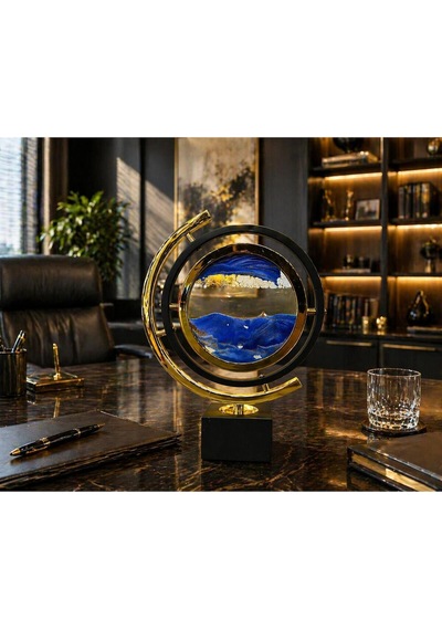 Gold Frame Hareketli Kum Sanatı Dekoratif Masa Lambası Modern Ofis & Salon Dekoru