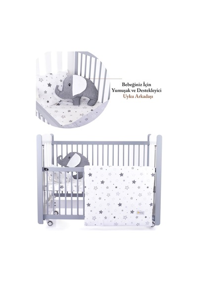 Kinder Baby Little One 5'li Oyun Parkı Uyku Seti Gri Yıldız