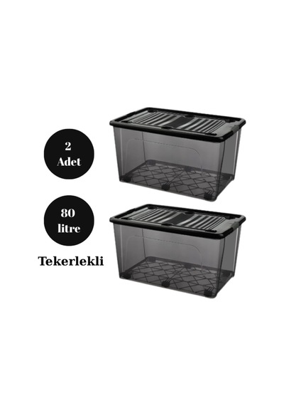 80 Litre 2 Adet Saklama Düzenleme Depolama Siyah