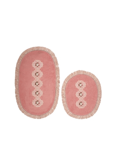 Eyfel Saçakli Banyo Takımı 2 Pcs Açik Kahve pudra