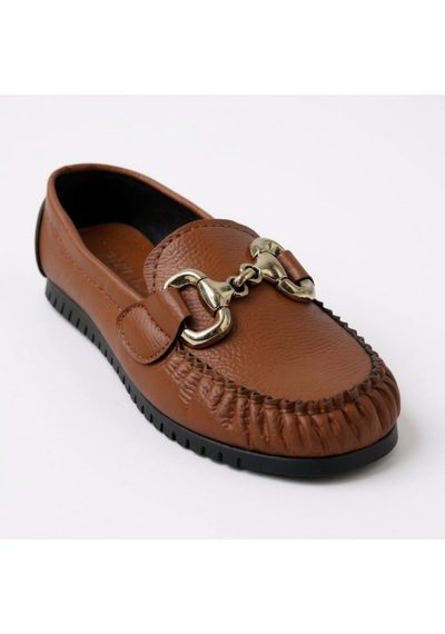 Dosa Shoes Kadın Babet Taba Zincir Tokalı Hafif Rahat Taban Şık Günlük Ayakkabı Taba