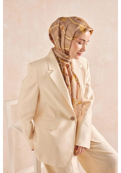 Silk Home Twill İpek Detailed Belt Eşarp Bej