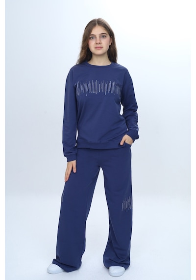Toontoy Kids Kız Çocuk 2'li Takım Taş İşlemeli & Bisiklet Yaka Sweatshirt & Bol Paça Cepli Eşofman Altı Kiremit Toontoy Kids Kız Çocuk 2'li Takım Taş İşlemeli & Bisiklet Yaka Sweatshirt & Bol Paça Cepli Eşofman Altı Kiremit