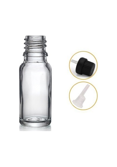 20ml Şeffaf Cam İçten Damlalıklı Şişe Siyah Kapak, 12 Adet, Damlalıklı Şişe, Damlatmalı Şişe