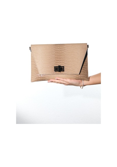 Maorı Vizon Baskı Rugan Kadın Clutch Çanta