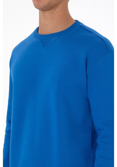 U.S. Polo Assn. Erkek Comfort Fit Bisiklet Yaka Şardonlu Saks Basic Sweatshirt 50313757-VR032