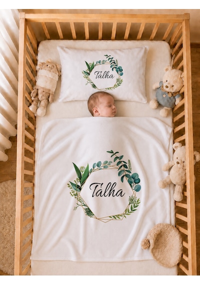 Pia Baby İsme Özel Erkek Bebek Tulum Seti %100 Pamuk Organik Baskılı Yastık Kılıfı Ve Battaniyeli Tulum 2095tyb0x Ekru