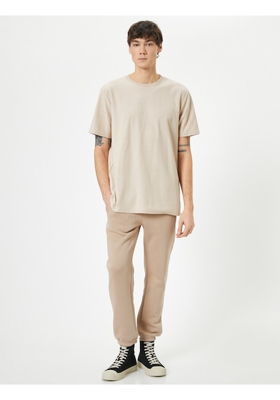 Koton Jogger Eşofman Altı Beli Bağcıklı Cep Detaylı Bej 4sam40058mk 4SAM40058MK050 Ekru
