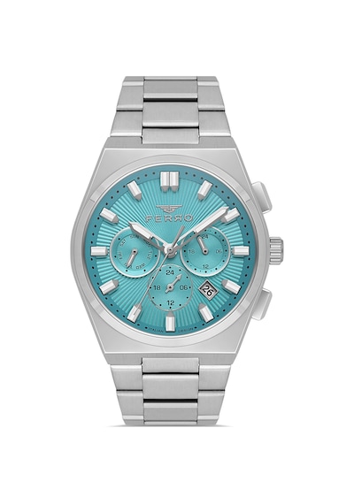 Ferro Fm43027a-a15 Quartz Çelik Gri Turkuaz Kadran 42 Mm Erkek Kol Saati Gri