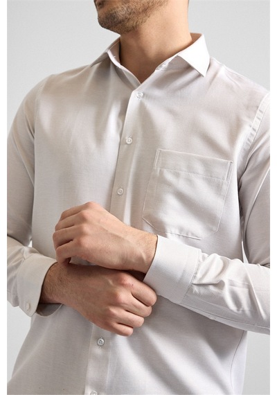 Süvari Bej Regular Klasik Yaka Casual Gömlek Gm2025300050-bj3 Bej