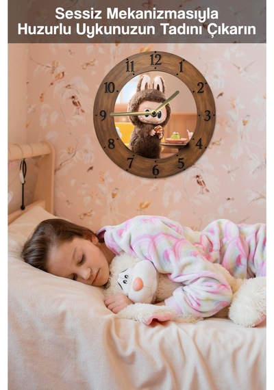 Sevimli Tavşan Kostümlü Çocuk Temalı 3d Görünümlü Mdf Duvar Saati - 33 Cm Sdw343 Renkli