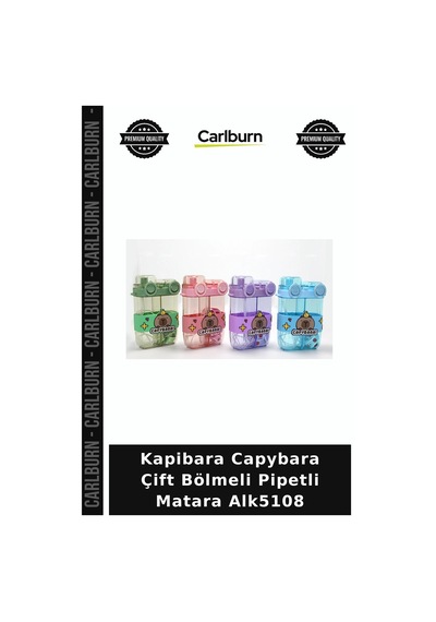 Kapibara Capybara Çift Bölmeli Pipetli Matara Taşınabilir Kap Sevimli Suluk Çocuk Matarası Çok Renkli