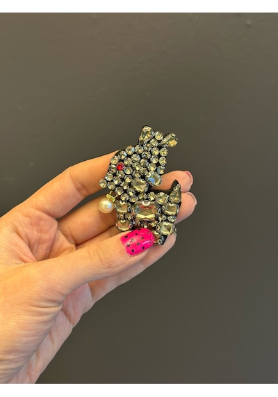 Zirkon Taşlı Köpek Arma Dikiş Aksesuarı 6x4 Cm