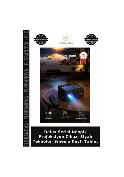 Delux Serisi Neopix Projeksiyon Cihazı Siyah Teknoloji Sinema Keyfi Tablet