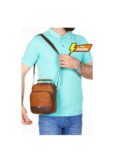 Newish Polo Erkek Omuz Çantası Taba - Erkek Taba