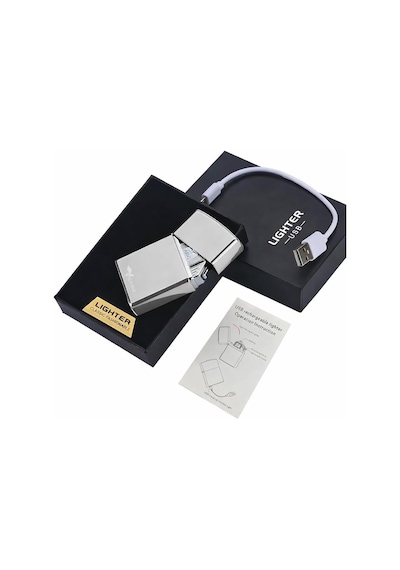 Valkyrie Usb Şarjlı Elektronik Çakmak / 4 Elektrotlu X Tip Mor Arc / Rüzgar Geçirmez, Alevsiz Silver Çok Renkli