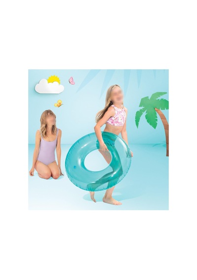 76 Cm Jumbo Deniz Havuz Simidi 8 Yaş Üstü İçin / Transparent Swim Tube - 59260 Mavi Turkuaz