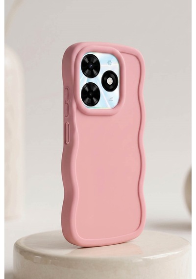 Tecno Spark Go 2024 / Smart 8 / Spark 20 / Hot 40i Uyumlu Dalgalı Tasarım Kamera Korumalı Mat Silikon Telefon Kılıfı-54206 Pembe