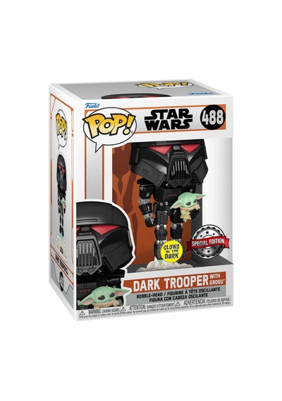 Funko Pop Figür Star Wars Mandalorian Dark Trooper With Child Glow Special Edition 58286