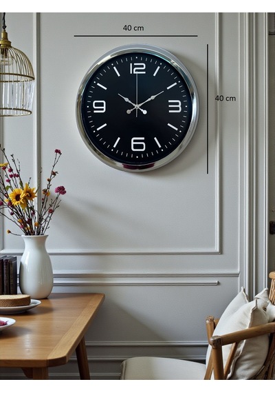 Elegance 40 Cm Metal Büyük Rakamlı Modern Tasarım Krom