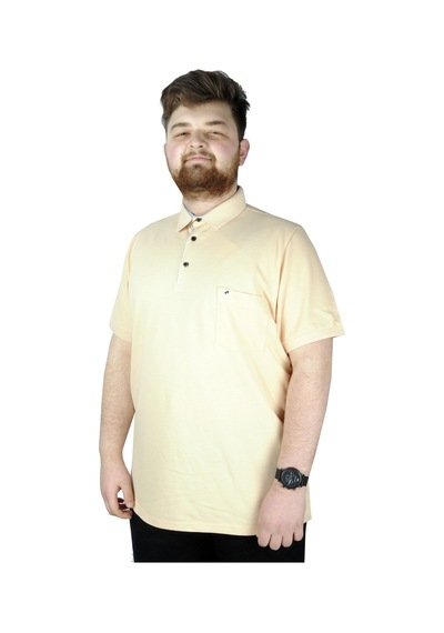 Mode Xl Battal Beden Erkek Tshirt Polo Yaka Cepli Klasik Pike 20552 Bej 001