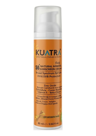 Kuatra Doğal Mineral Bebek-Çocuk-Yetişkin Koruyucu Güneş Kremi SPF50+ 80 ML