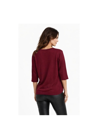 Kadın Triko Kısa Kol Bluz 12945 Bgl-st05312 Bordo
