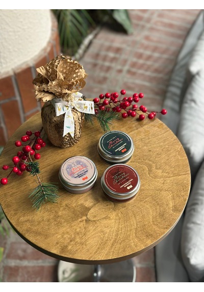 Yeni Yıl Hediyesi - Gift Box 3'lü Christmas Tree Soya Wax Mum Beyaz