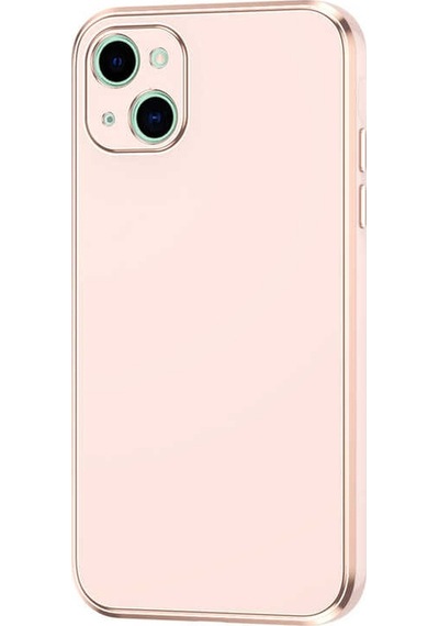 Noktaks - İphone 13 Uyumlu Kılıf Kenarları Parlak Altın Renkli Silikon Bark Kapak - Mavi Açık - T20601