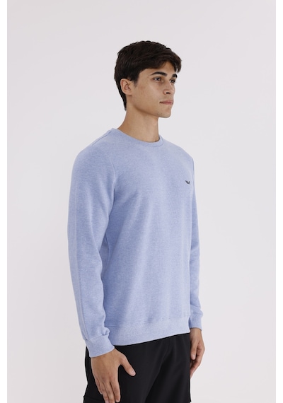 Rowinger Selanik Dokulu Yumuşak Tutuşlu Rahat Kalıp Sade Tasarım Uzun Kollu Sweatshirt Baby Blue