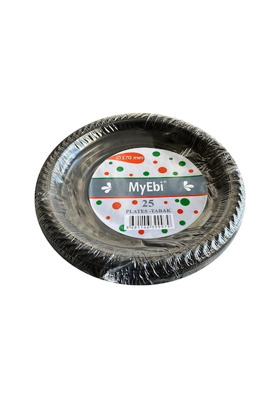 Roll-up Kullan At Renkli Siyah Parti Davet Plastik Tabak - 17 Cm. - 25 Adetlik Paket