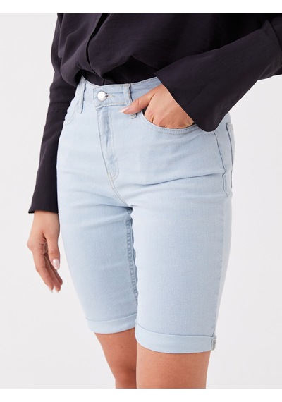 Lcw Jeans İndigo Normal Bel Bermuda Fit Kadın Jean Şort