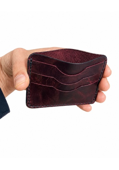 Axra Deri El Yapımı Hakiki Deri Cüzdan Bordo