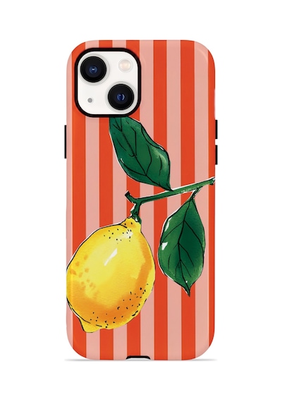 Apple iPhone Uyumlu 14 Vorian Çift Katmanlı Magsafe Kılıf Sicilian Lemon Red Stripe