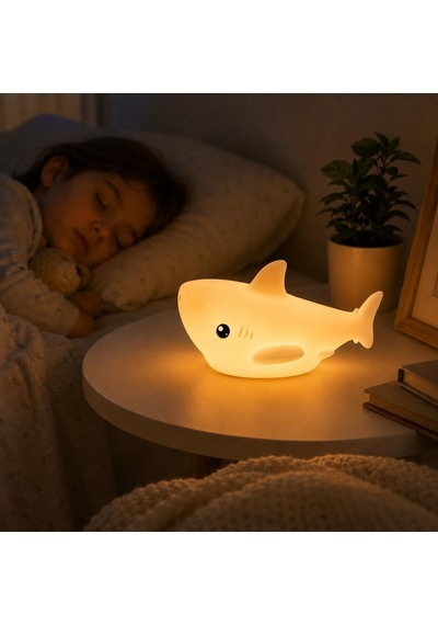 Köpekbalığı Gece Lambası Rgb Led Şarjlı Masa Lambası, Puf Dokunmatik Renk Değiştiren Silikon Çocuk Gece Lambası, Usb Şarjlı Bebek Uyku Işığı,hayvan Figürlü Oda Lambası Diğer