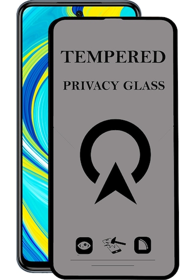Xiaomi Redmi Note 9s ile Uyumlu Tam Kaplayan Privacy Hayalet Temperli Ekran Koruycu Cam