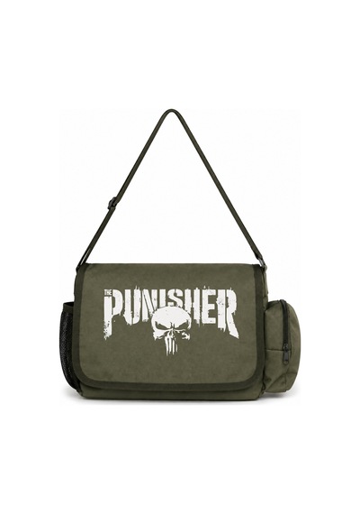 Sevbano Punisher Dizi Baskılı Unisex Okul, Spor, Ofis Çok Amaçlı Postacı Haki