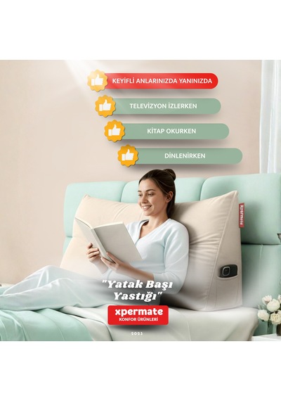 Yatak Başı Yastığı Sırt Ve Bel Destek Yastığı 120 Cm Bej
