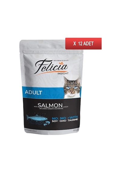 Felicia Somonlu Tahılsız Pouch Konserve Yetişkin Kedi Maması 12 x 85 G