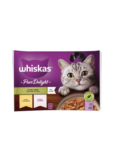 Whiskas Pure Delight Dilimli Seçim Tavuklu Ve Somonlu Poşet Yaş Mama 340 G - 8 Adet Tarı