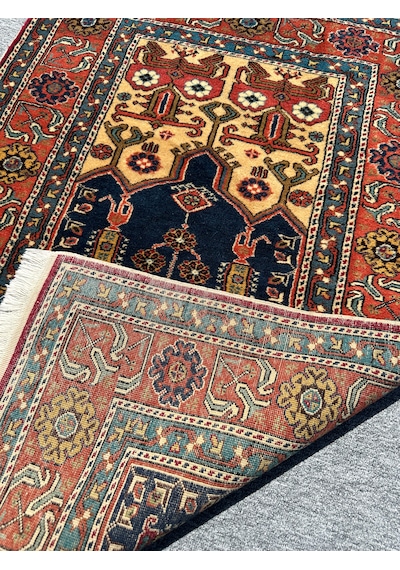 El Dokuma Bünyan Halısı Seccade 93x135 Lacivert Namazlık