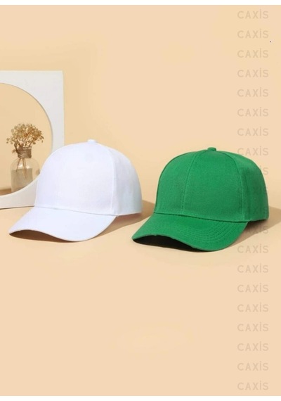 Caxis Spor Şapka Unisex 2 Adet Arkası Cırtlı Ayarlanabilir Beyaz - Yeşil
