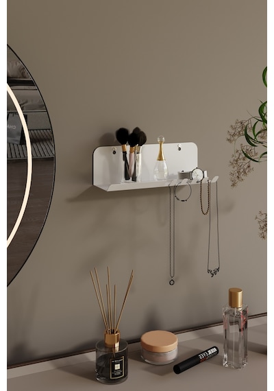 Anahtarlık Modern Metal Antre Ve Takı Düzenleyici Duvar Rafı Beyaz