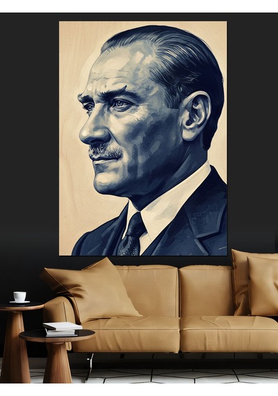 Karizma Tablo Atatürk Portresi Dekoratif Kanvas - Mdf Ahşap Tablo