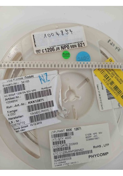 C1206jrnp09bn821 820pf 50v 1206 Phycomp Smd Seramik Kondansatör 1000 Adet